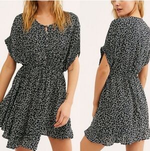 Free People Floral  Ruffles Mini Dress Large